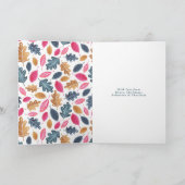 ウッドランドの葉のパターン感謝祭の写真 シーズンカード (内部)