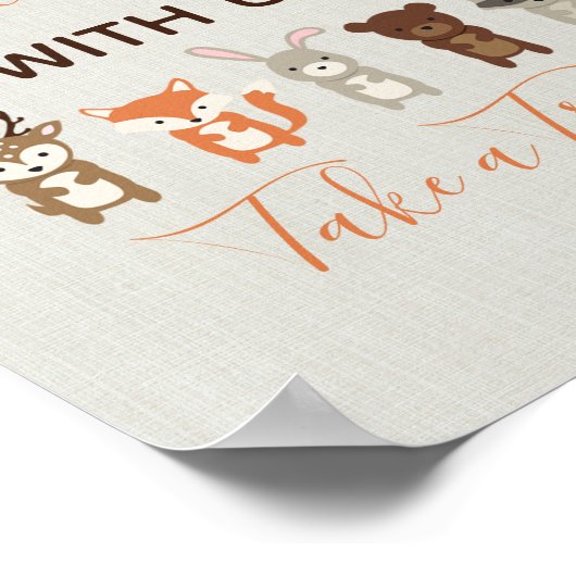 ウッドランドの赤ちゃんシャワーがお気に入りのサインを取る ポスター (角)