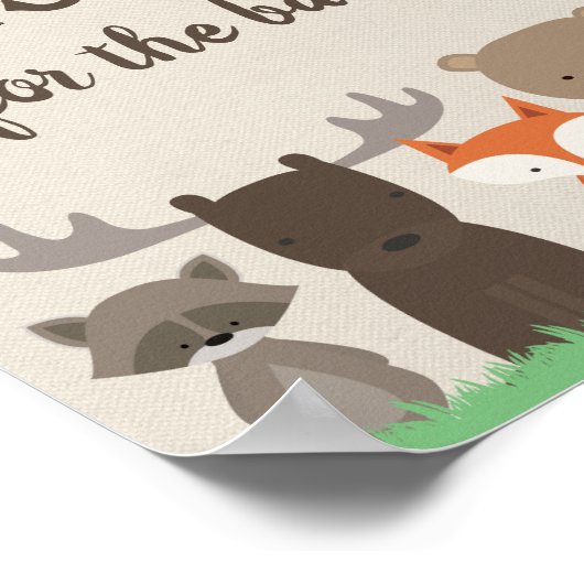 ウッドランドの赤ちゃんシャワーがベビーサインを願う ポスター (角)