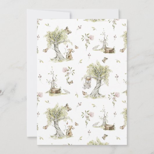 ウッドランドの赤ちゃんシャワーで心待ち 招待状 (裏面)