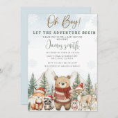 ウッドランドの赤ちゃんシャワーの冒険を始める 招待状 (正面/裏面)