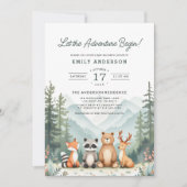 ウッドランドの赤ちゃんシャワーの冒険を始める 招待状 (正面)