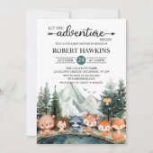 ウッドランドの赤ちゃんシャワーの冒険を始める 招待状 (正面)