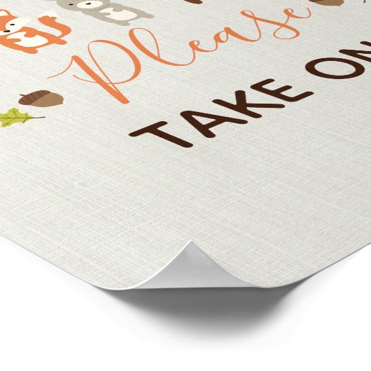 ウッドランドの赤ちゃんシャワーの好意を取ってサインを1つ ポスター (角)