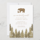 ウッドランドの赤ちゃんシャワーを待つことができる 招待状 (正面)