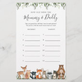 ウッドランドの赤ちゃんシャワー彼らはゲームカードを何歳だった (正面)