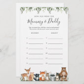 ウッドランドの赤ちゃんシャワー彼らはゲームカードを何歳だった (正面/裏面)