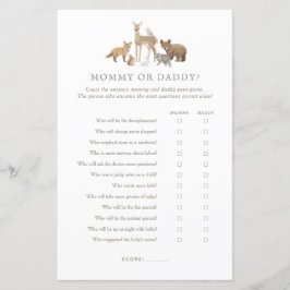 ウッドランドの赤ちゃんシャワー推測ママまたはパパのゲーム