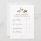 ウッドランドの赤ちゃんシャワー推測ママまたはパパのゲーム 招待状 (正面)