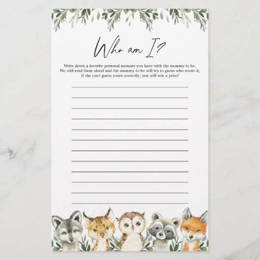 ウッドランドの赤ちゃんシャワー私はゲーム (正面)