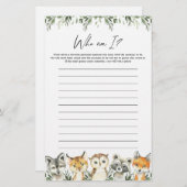 ウッドランドの赤ちゃんシャワー私はゲーム (正面/裏面)