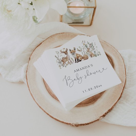 ウッドランドの赤ちゃんシャワー スタンダードカクテルナプキン