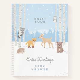 ウッドランドの赤ちゃんシャワー | winter forest Guest Book ノートブック