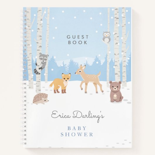 ウッドランドの赤ちゃんシャワー | winter forest Guest Book ノートブック (正面)