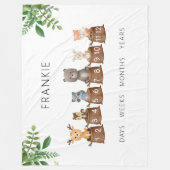 ウッドランドの赤ん坊の動物マイルストーン フリースブランケット (正面)