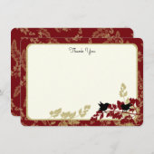 ウッドランドの鳥と葉フラットカードありがとう サンキューカード (正面/裏面)