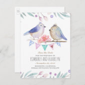 ウッドランドの鳥のカップルがデートを守る 案内ポストカード (正面/裏面)