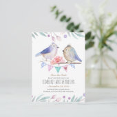 ウッドランドの鳥のカップルがデートを守る 案内ポストカード (スタンド正面)