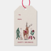 ウッドランドの鹿の北欧クリスマス ギフトタグ (正面)