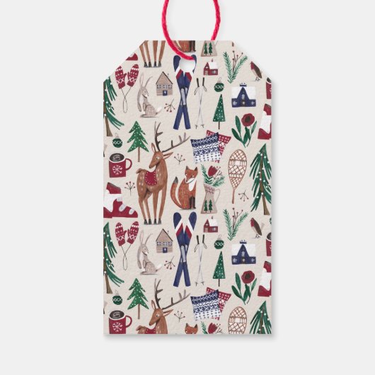 ウッドランドの鹿の北欧クリスマス ギフトタグ (裏面)