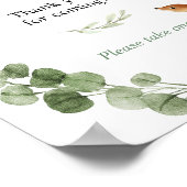 ウッドランドの鹿の緑の赤ちゃんシャワーの好意サイン ポスター (角)