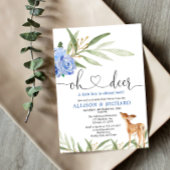 ウッドランドの鹿の青い緑のカップルの赤ちゃんシャワー 招待状