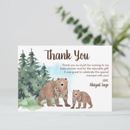 ウッドランドはニュートラルウォーター色のベビーシャワーを負担 サンキューカード (スタンド正面)
