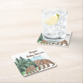 ウッドランドはニュートラルウォーター色のベビーシャワーを負担 スクエアペーパーコースター (インサイチュ)