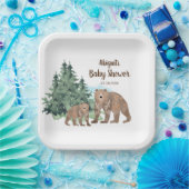 ウッドランドはニュートラルウォーター色のベビーシャワーを負担 ペーパープレート (パーティー)