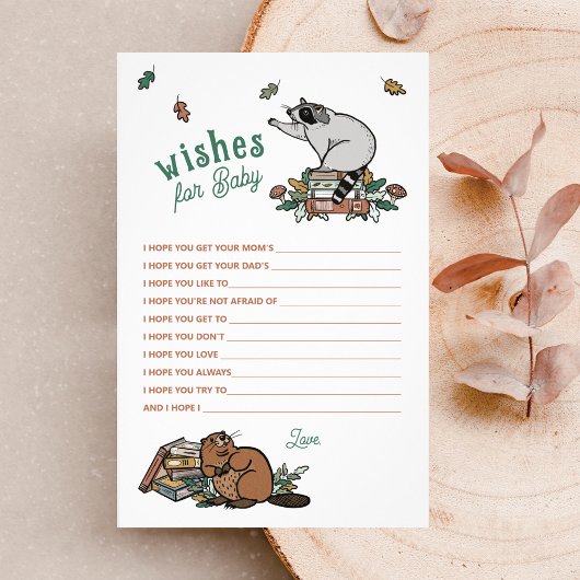 ウッドランドはベビーの赤ちゃんシャワーゲームを願う チラシ