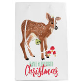 ウッドランドは子鹿と赤いキノコ ミディアムペーパーバッグ (正面)