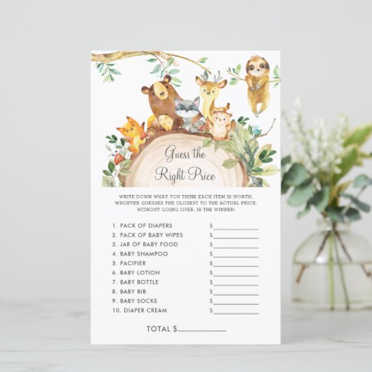 ウッドランドは正しい価格の赤ちゃんシャワーゲームを推測 (スタンド正面)