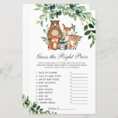 ウッドランドは正しい価格の赤ちゃんシャワーゲームを推測 (正面/裏面)