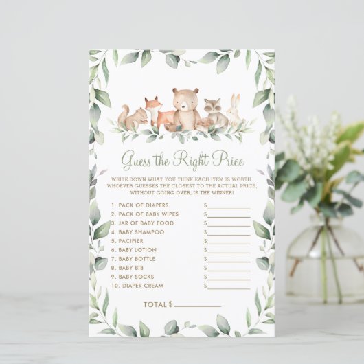 ウッドランドは正しい価格の赤ちゃんシャワーゲームを推測 (スタンド正面)