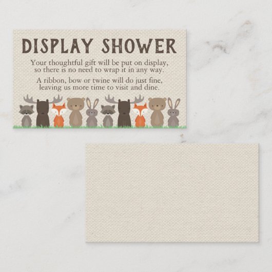 ウッドランドをテーマにしたディスプレイシャワーインサート エンクロージャーカード (正面/裏面)