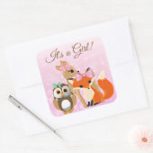 ウッドランドをテーマにした少女の赤ちゃんシャワーシール スクエアシール (封筒)