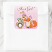 ウッドランドをテーマにした少女の赤ちゃんシャワーシール スクエアシール (バッグ)