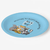 ウッドランドをテーマにした少年の赤ちゃんシャワー ペーパープレート (アングル)