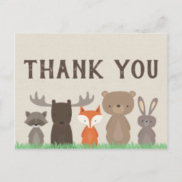 ウッドランドをテーマにした赤ちゃんシャワーありがとうはがき ポストカード