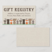 ウッドランドをテーマにした赤ちゃんシャワーのレジストリインサート エンクロージャーカード (正面/裏面)