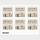 ウッドランドをテーマにした赤ちゃんシャワー四角ステッカー スクエアシール (シート)