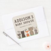 ウッドランドをテーマにした赤ちゃんシャワー四角ステッカー スクエアシール (封筒)