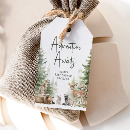 ウッドランドアドベンチャーが赤ちゃんシャワーを待ってくれてありがとう ギフトタグ