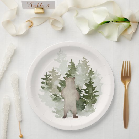 ウッドランドアドベンチャーベビー男女兼用シャワー ペーパープレート (ウェディング)