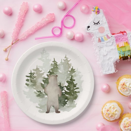 ウッドランドアドベンチャーベビー男女兼用シャワー ペーパープレート (パーティー)