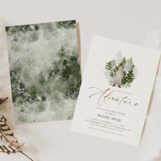 ウッドランドアドベンチャーベビー男女兼用シャワー 招待状