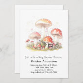 ウッドランドアドベンチャーマッシュルームドリームガールベビーシャワー 招待状 (正面/裏面)