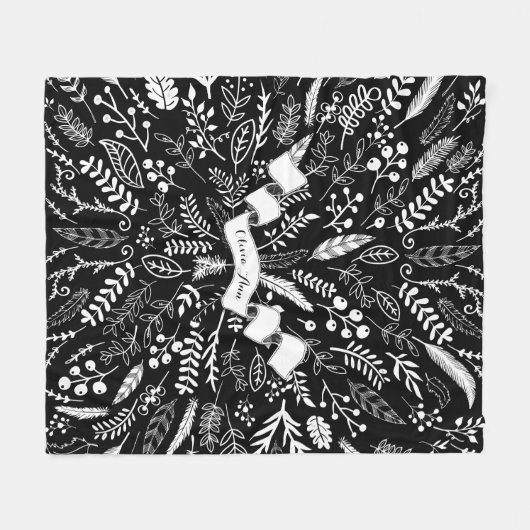 ウッドランドアドベンチャーリーフシダのパタパーソナライズされたーン フリースブランケット (正面(横))