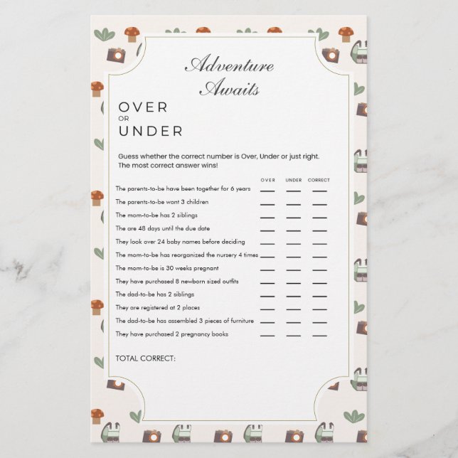 ウッドランドアドベンチャー待ちキャンプ赤ちゃんシャワーゲーム (正面)