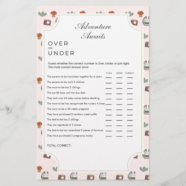 ウッドランドアドベンチャー待ちキャンプ赤ちゃんシャワーゲーム (正面)